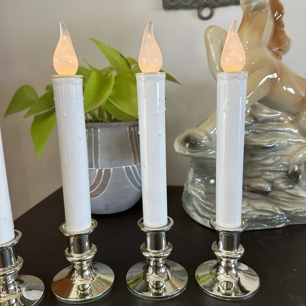 SET of 5 Christmas Window‎ Candle Holder Battery Operated Flickering 10